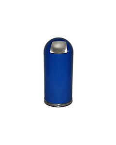 Witt Industries 15DT-BL Dome Top Waste Receptacle with Push Door - 15" Dia. x 35" H - 15 Gallon Capacity - Blue in Color