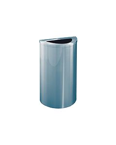 Glaro 1891SA Profile Series Half Round Receptacle with Half Moon Lid - 14 Gallon Capacity - 30" H x 18" W x 9" D - Satin Aluminum