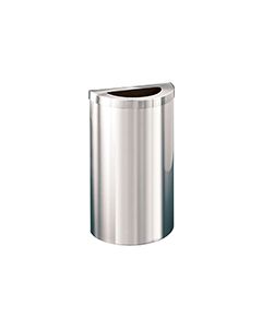 Glaro 1891VSA Value Half Round Receptacle with Half Round Lid - 16 Gallon Capacity - 30" H x 18" W x 9" D - Satin Aluminum