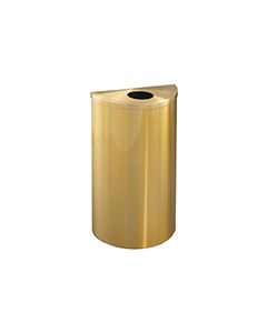 Glaro 1892BE Profile Series Half Round Receptacle with Round Opening - 14 Gallon Capacity - 30" H x 18" W x 9" D - Satin Brass