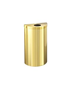 Glaro 1892VBE Value Half Round Receptacle with Round Opening - 16 Gallon Capacity - 30" H x 18" W x 9" D - Satin Brass