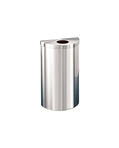 Glaro 1892VSA Value Half Round Receptacle with Round Opening - 16 Gallon Capacity - 30" H x 18" W x 9" D - Satin Aluminum