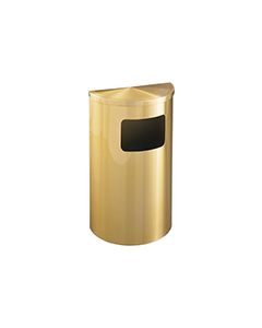 Glaro 1893BE Profile Series Half Round Receptacle with Side Entry - 6 Gallon Capacity - 30" H x 18" W x 9" D - Satin Brass