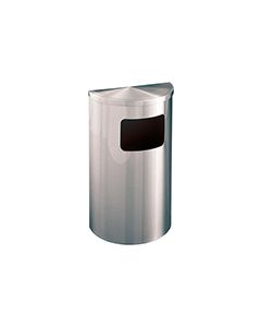 Glaro 1893SA Profile Series Half Round Receptacle with Side Entry - 6 Gallon Capacity - 30" H x 18" W x 9" D - Satin Aluminum