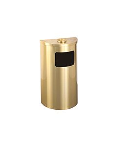 Glaro 1894BE Profile Series Ash/Trash Half Round Receptacle with Side Entry - 6 Gallon Capacity - 30" H x 18" W x 9" D - Satin Brass