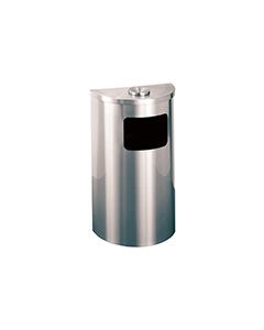 Glaro 1894SA Profile Series Ash/Trash Half Round Receptacle with Side Entry - 6 Gallon Capacity - 30" H x 18" W x 9" D - Satin Aluminum