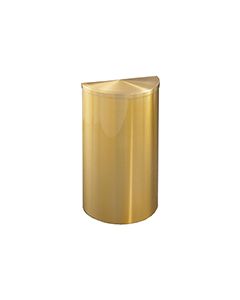 Glaro 1895BE Profile Series Half Round Receptacle with Hinged Lid - 14 Gallon Capacity - 30" H x 18" W x 9" D - Satin Brass