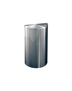 Glaro 1895SA Profile Series Half Round Receptacle with Hinged Lid - 14 Gallon Capacity - 30" H x 18" W x 9" D - Satin Aluminum