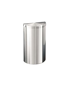 Glaro 1895VSA Value Half Round Receptacle with Flat Hinged Lid - 16 Gallon Capacity - 30" H x 18" W x 9" D - Satin Aluminum