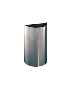 Glaro 1896SA Profile Series Half Round Receptacle with Open Top - 16 Gallon Capacity - 30" H x 18" W x 9" D - Satin Aluminum