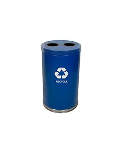 Witt Industries 18RTBL-2H Two Stream Recycling Container - 36 Gallon Capacity - 18" Dia. x 33" H- Blue in Color