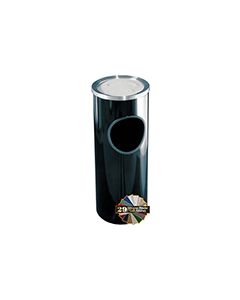 Glaro 192 Mount Everest Ash/Trash Receptacle with Sand Tray Top - 3 Gallon Capacity - 9" Dia. x 23" H - Satin Aluminum Cover