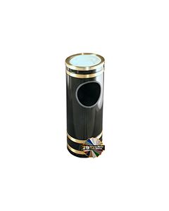 Glaro 1955 Monte Carlo Collection Sand Cover Ash/Trash Receptacle - 3 Gallon Capacity - 9" Dia. x 23" H - Satin Brass Accents