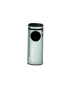 Witt Industries 3000-44 Monarch Series Ash N Trash - 3 Gallon Capacity - 10" Dia. x 25" H - Chrome body with Black Ash Top and Band