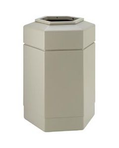 Hexagon Trash Can - 30-Gallon Capacity - 29" H x 20" W x 17 1/4" D - Beige