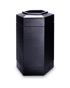 Hexagon Trash Can - 30-Gallon Capacity - 29" H x 20" W x 17 1/4" D - Black