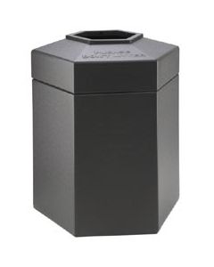 Hexagon Trash Can - 45 Gallon Capacity - 22" D x 25 1/2" W x 31" H - Charcoal Gray