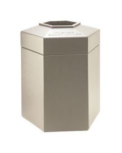 Hexagon Trash Can - 45 Gallon Capacity - 22" D x 25 1/2" W x 31" H - Beige