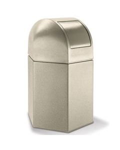 Hex Dome Lid Trash Can - 45 Gallon Capacity - 41 1/2" H x 25" W x 22" D - Sand Granite Beige