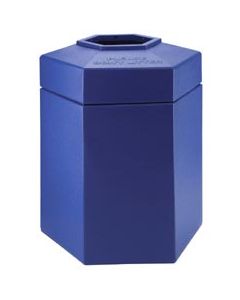 Hexagon Trash Can - 45 Gallon Capacity - 22" D x 25 1/2" W x 31" H - Blue