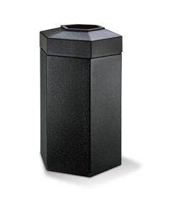 Hexagon Trash Can - 50 Gallon Capacity - 42" H x 25" W x 22" D - Black