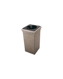 StoneTec Fiberglass Reinforced Polymer Concrete Trash Can - 30 Gallon Capacity - Riverstone