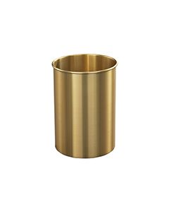 Glaro 65BE Atlantis "All-Weather" Collection Wastebasket - 4 Gallon Capacity - 9" Dia. x 14" H - Satin Brass