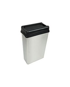 Witt Industries 70HTSS Rectangular Wastebasket with Drop Top - 88 quart capacity - Stainless Steel/Black