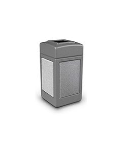 Commercial Zone 720311 StoneTec Aggregate Trash Can with Open Top - 42 Gallon Capacity - Gray with Ashtone Panels