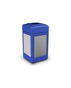 Commercial Zone 720330 StoneTec Aggregate Trash Can with Open Top - 42 Gallon Capacity - Blue with Ashtone Panels