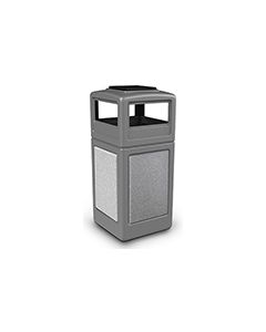 Commercial Zone 72051199 StoneTec Aggregate Trash Can with Ash/Trash Dome Lid - 42 Gallon Capacity - Gray with Ashtone Panels