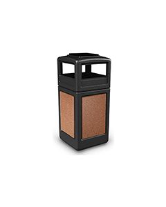 Commercial Zone 72051499 StoneTec Aggregate Trash Can with Ash/Trash Dome Lid - 42 Gallon Capacity - Black with Sedona Panels