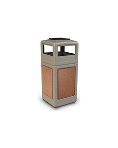 Commercial Zone 72051699 StoneTec Aggregate Trash Can with Ash/Trash Dome Lid - 42 Gallon Capacity - Beige with Sedona Panels