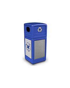 Commercial Zone 72233099 StoneTec Recycle42 Recycling Containers - 42 Gallon Capacity - 18.5" Sq. x 41.75" H - Blue with Ashtone Panels