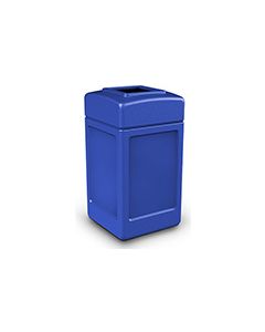 Commercial Zone 732104 Square Open Top Trash Can - 42 Gallon Capacity - 34.5" H x 18.5" Sq. - Blue