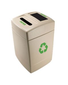 Commercial Zone Recycle55 Paper/Trash Recycling Container - 55 Gallon Capacity - 25" L x 27" W x 41 1/4" H - Dark Pearl with Green Labeling