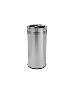 Commercial Zone 745829 Precision Series Imprinted Dual Opening Recycling Receptacle - 25 Gallon Capacity - 13 1/2" Dia. x 31" H - Stainless Steel