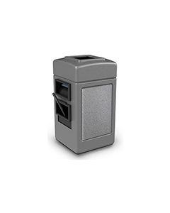 Commercial Zone 755111 - Harbor 1 StoneTec Square Open Top Waste/Windshield Center - 28 Gallon Capacity - 34.5" H x 18.5" W x 19" D - Gray with Ashtone Panels