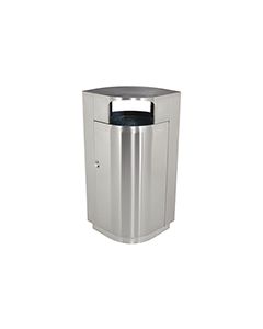 Commercial Zone 782129 Leafview Series Side Entry Waste Receptacle - 40 Gallon Capacity - 27 1/2” L x 18” W x 45” H - Stainless Steel