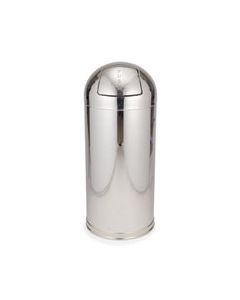 Rubbermaid 9630 Marshal Steel Bullet Trash Can - 15 Gallon Capacity - 15 1/4" Dia. x 36 1/2" H - Mirror Chrome