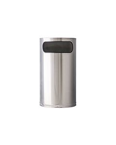 Witt Industries 9HR-SS Side Entry Half Round Waste Receptacle - 9 Gallon Capacity - 18" W x 32" H x 8 1/2" D - Stainless Steel Body with Chrome Base