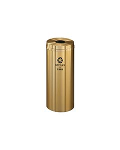 Glaro B1232BE "RecyclePro 1" Receptacle with Round Opening - 12 Gallon Capacity - 12" Dia. x 31" H - Satin Brass