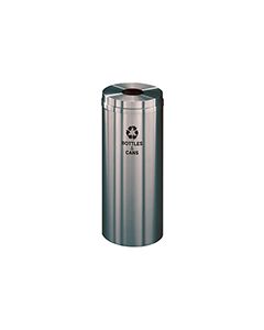 Glaro B1232SA "RecyclePro 1" Receptacle with Round Opening - 12 Gallon Capacity - 12" Dia. x 31" H - Satin Aluminum