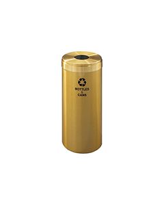 Glaro B1242BE "RecyclePro Value" Receptacle with Round Opening - 15 Gallon Capacity - 12" Dia. x 30" H - Satin Brass