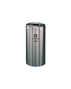 Glaro B1532SA "RecyclePro 1" Receptacle with Round Opening - 16 Gallon Capacity - 15" Dia. x 31" H - Satin Aluminum