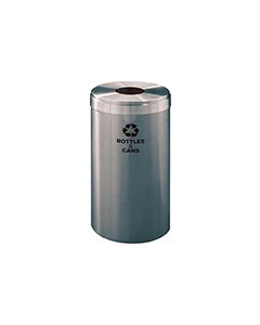 Glaro B1542SA "RecyclePro Value" Receptacle with Round Opening - 23 Gallon Capacity - 15" Dia. x 30" H - Satin Aluminum