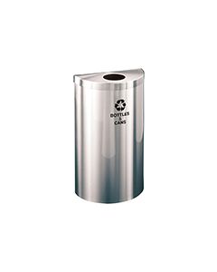 Glaro B1899VSA RecyclePro Value Half Round Receptacle with Round Opening - 16 Gallon Capacity - 30" H x 18" W x 9" D - Satin Aluminum