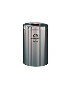 Glaro B2032SA "RecyclePro 1" Receptacle with Round Opening - 33 Gallon Capacity - 20" Dia. x 31" H - Satin Aluminum