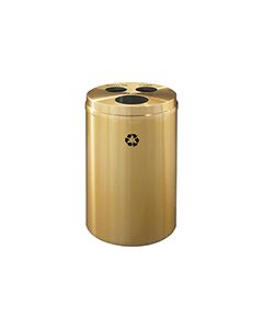 Glaro BCW20BE "RecyclePro 3" Receptacle with Three Round Openings - 33 Gallon Capacity - 20" Dia. x 31" H - Satin Brass