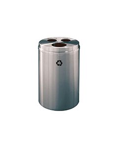 Glaro BCW20SA "RecyclePro 3" Receptacle with Three Round Openings - 33 Gallon Capacity - 20" Dia. x 31" H - Satin Aluminum